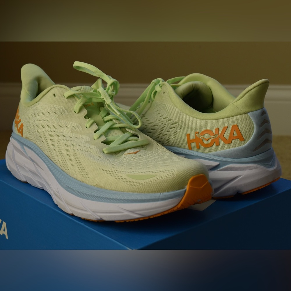 Hoka Clifton Lemon Green Men Runner Road Running Shoes